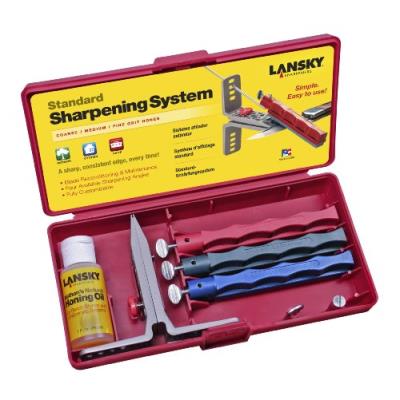 Lansky 290003 ensemble à aiguiser les couteaux 3 pierres à aiguiser: grossier, moyen, fin avec attache