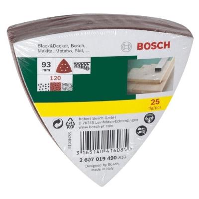 Bosch 2607019490 Lot De Feuilles Abrasives pour Ponceuse Delta Grain 120 25 Pièces
