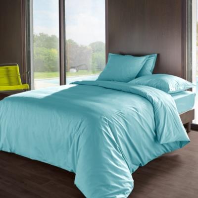 Housse de couette percale Méline 2 LABELISSIM 260 x 240 cm Bleu Lagon