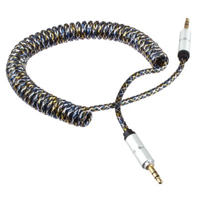 Lilware Câble Audio Auxiliaire 3.5mm Enroulé En Ressort Caoutchouté Mâle à Mâle. Argent