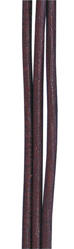 Lanière ronde en cuir de boeuf - Brun foncé, 2 mm ø