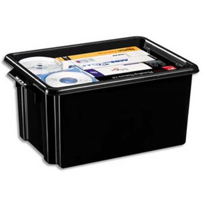 Bac de rangement superposable avec poignée de 32 litres coloris noir