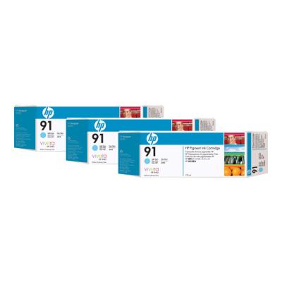 HP 91 3-ink Multipack - 3 - lichtcyaan - origineel - inktcartridge