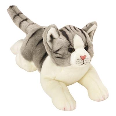 Classique gris et blanc tigré chat en peluche - taille moyenne de la gamme yomiko