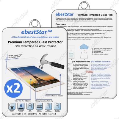 ebestStar ® pour Apple iPad Air 2, iPad 6 (Wi-Fi, 3G) Lot x2 VERRE Trempé  Protecteur anti casse, anti-rayure, anti choc Vitre protection + Lingette  de nettoyage / accessoires pour la pose