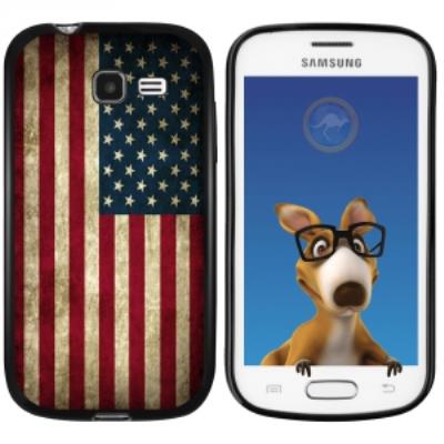 Coque Souple en gel noir pour Galaxy Trend Lite avec impression Motifs drapeau USA vintage
