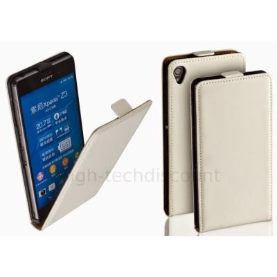 Housse etui coque pochette PU cuir fine pour Sony Xperia Z3 + film ecran - BLANC