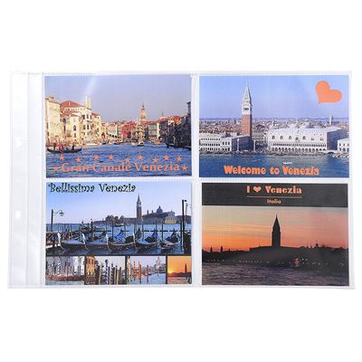 Exacompta 96016E Sachet de 10 Pochettes Perforées pour Classeur de Cartes Postales Plastique Blanc 38,5 x 24,5 x 0,4 cm