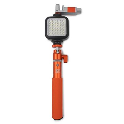 Xsories X-shine - Pack projecteur Flash + Perche téléscopique + fixation smartphone selfie - Orange -Deluxe