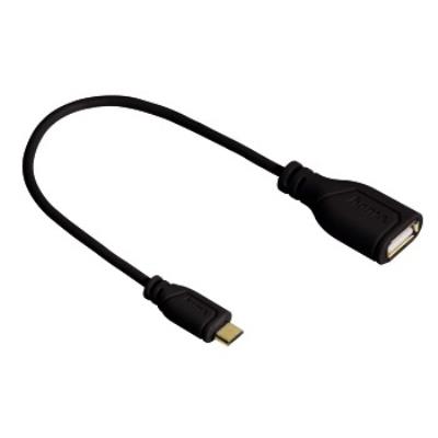 Hama câble adaptateur micro-usb otg flexi-slim, doré, noir, 0,15 m