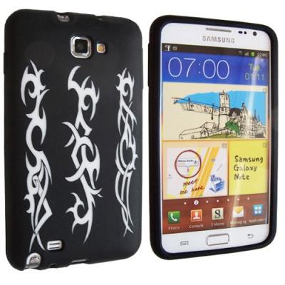 Housse etui coque silicone Flower noire pour Samsung Galaxy Note n7000 / i 9220