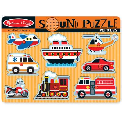 Puzzle avec sons des vehicules 8 pièces jeu éveil éducatif pour enfants 2 ans +