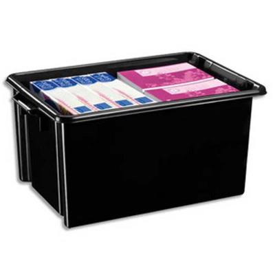Bac de rangement superposable avec poignée de 48,5 litres coloris noir