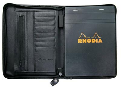 Conférencier Exacompta New Graffiti A5 simili cuir Noir fermeture par zip, Porte carte, Bloc Rhodia