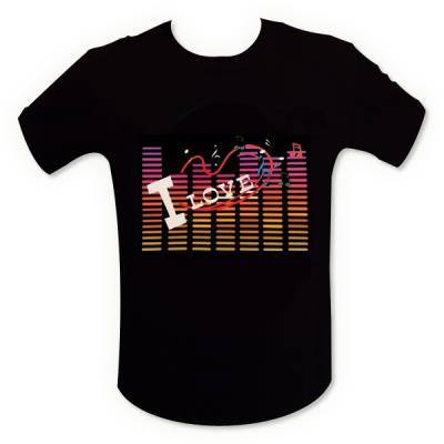 T-shirt equalizer 'I Love' music LED lumineux M