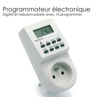 2 Pack) Prise Programmable Digitale avec Compte à rebours Minuterie  Numérique Journalier/Hebdomadaire Programmateur Prise Electrique