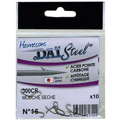 Dai steel 10 hameçons mouche sèche taille 16