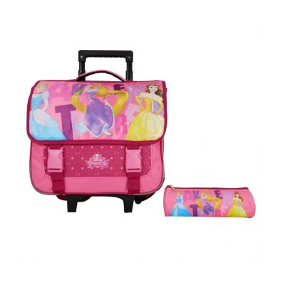 Cartable à roulettes 38cm + Trousse Princesses Rose Disney