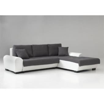 Cloe Canapé Angle Droit Convertible Gris Et Blanc Achat