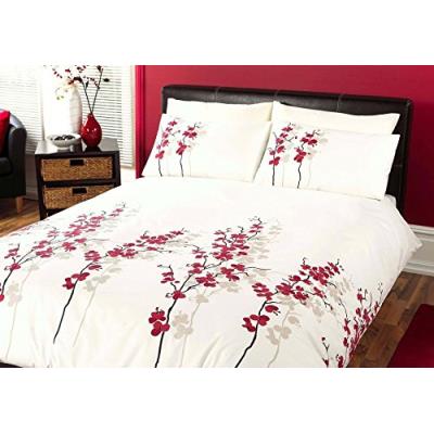 Dreams 'n' drapes oriental flower parure de lit 2 personnes rouge