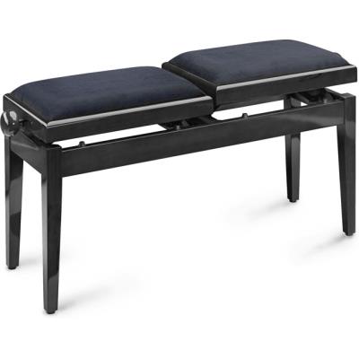 Stagg pb245 bk p v/bk banquette piano/clavier double noir poli/velours noir