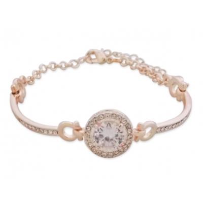Bracelet doré gros faux cristal blanc et strass bijou fantaisie pas cher