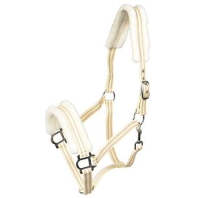 Pfiff 100946-41-full licol nylon doublé fourrure synthétique pour demi-sang pur-sang (beige marron)