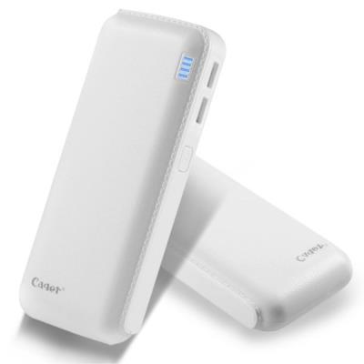 Batterie de secours - Power bank Cager B16 12000mAh Leather Texture Dual-USB pour iPhone iPad Samsung,Lg, Huawei, Sony, Wiko, etc.. et Tablettes - Blanc