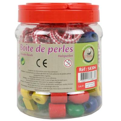 Jeu d'enfilement 90 perles en bois Jouet Eveil et Educatif enfant 3 ans +