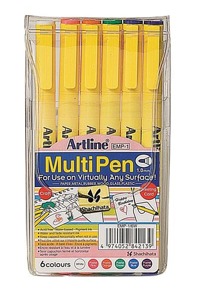 6 Marqueurs Artline Multipen pointe 1 mm 6 couleurs