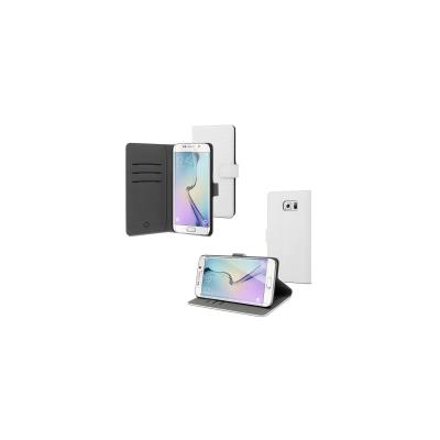Muvit Wallet Folio - Flip cover voor mobiele telefoon - imitatieleer - wit - voor Samsung Galaxy S6 edge+