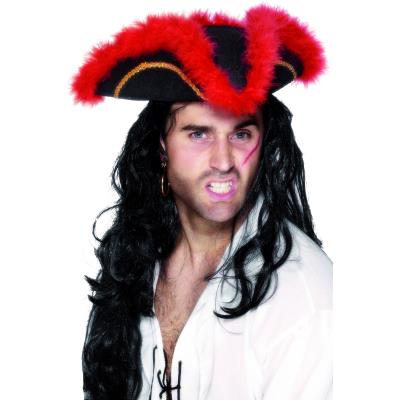 Chapeau pirate bordure rouge adulte Taille Unique