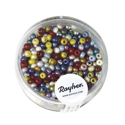 Rayher 1406849 rocailles, 2,6 mm ø Nacre, boîte 17 g, mélangé, nich
