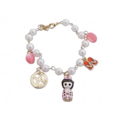 Bracelet perles et breloques suspendues bijou fantaisie pas cher