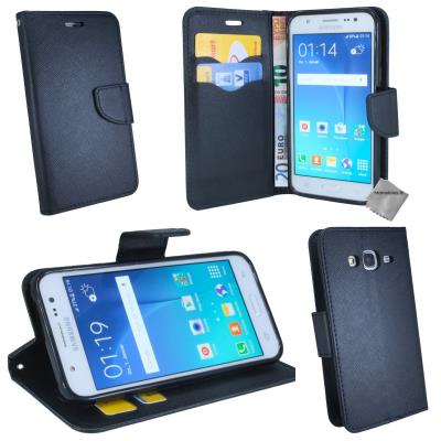 Housse etui coque pochette portefeuille pour Samsung Galaxy J5 (2016) - NOIR / NOIR