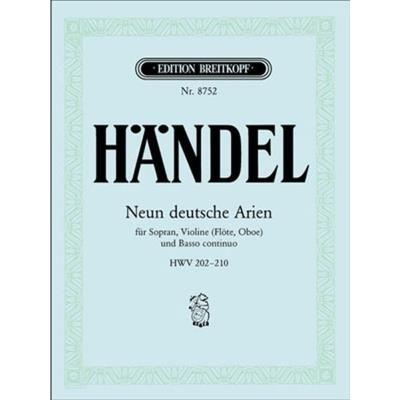 Partitions classique EDITION BREITKOPF HAENDEL G.F. - NEUN DEUTSCHE ARIEN - SOPRANO, CELLO, BASSO CONTINUO Ensemble mixte