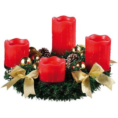 Couronne de l'Avent avec ornements dorés & 4 bougies à LED