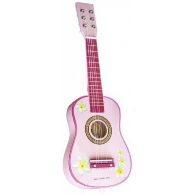 Guitare jouet rose à: fleurs