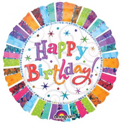 1 Ballon Mylar Rond Happy Birthday-45 cm