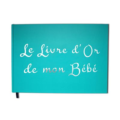 Livre d'or de mon bébé - Format A4 paysage - Couverture bleue mate, lettres chromées -100 pages - Qualité premium