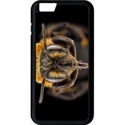 Coque apple iphone 6+ plus macro tete d'abeille sur fond noir