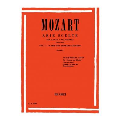 Partitions classique RICORDI MOZART W.A. - ARIE SCELTE VOL.1: 19 ARIE PER SOPRANO LEGGERO Soprano, piano