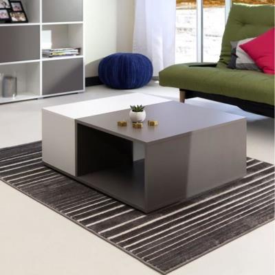 Mega table basse 89x67 cm gris et blanc