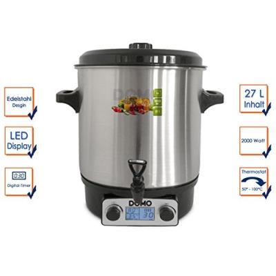 Domo stérilisateur autocuiseur professionnel avec robinet de vidange 27 litres, 2000 w, écran numérique, do42325pc