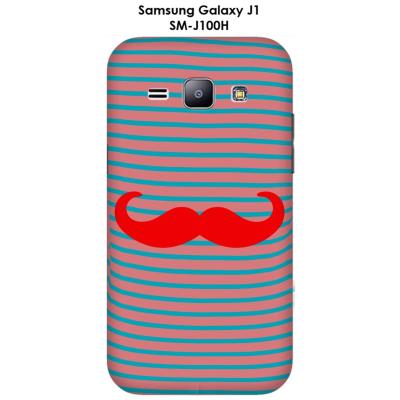 Coque Samsung Galaxy J1 - SM-J100H Marinière Moustache - 3 Rouge Intense