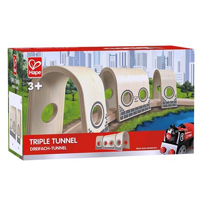 Hape - E3711 - Circuit de Train en Bois - Triple Tunnel