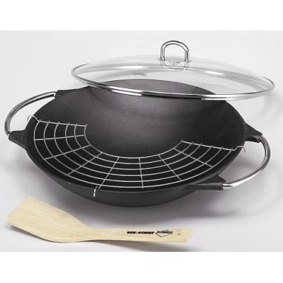 KÀ1/4CHENPROFI SET WOK COUVERCLE EN VERRE ET ACCESSOIRES INCL. 36CM