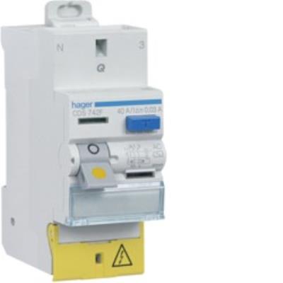 Interrupteur Différentiel Hager - 63A - 30 Ma - 2 Pôles - Type A - Vis / Vis - Bd