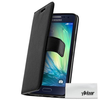 Avizar Housse pour Samsung Galaxy A3 - Etui Folio Portefeuille pour - Noir