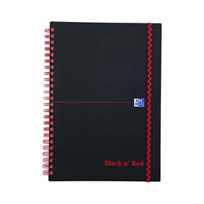 Oxford black n red 400047655 cahier à spirales a5 140 pages noir